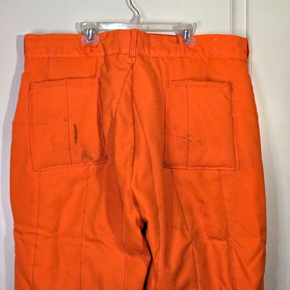 Vtg Blaze Orange Insulated Hunting Pants XL - Picture 9 of 10